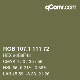 Color code: RGB 107.1 111 72 | qconv.com