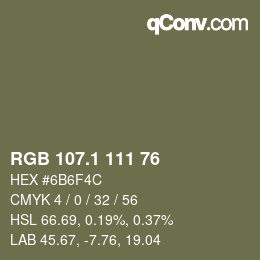 カラーコード: RGB 107.1 111 76 | qconv.com