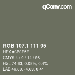 Color code: RGB 107.1 111 95 | qconv.com