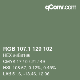 Color code: RGB 107.1 129 102 | qconv.com