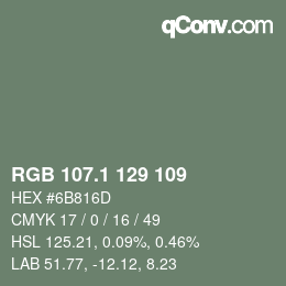 Color code: RGB 107.1 129 109 | qconv.com