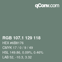 カラーコード: RGB 107.1 129 118 | qconv.com
