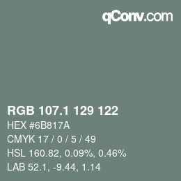 Color code: RGB 107.1 129 122 | qconv.com