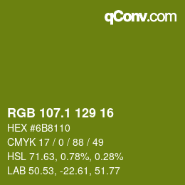 カラーコード: RGB 107.1 129 16 | qconv.com