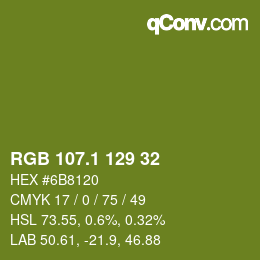 カラーコード: RGB 107.1 129 32 | qconv.com