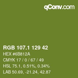 カラーコード: RGB 107.1 129 42 | qconv.com