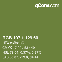 カラーコード: RGB 107.1 129 60 | qconv.com