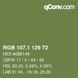 Color code: RGB 107.1 129 72 | qconv.com
