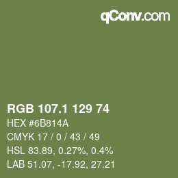 カラーコード: RGB 107.1 129 74 | qconv.com