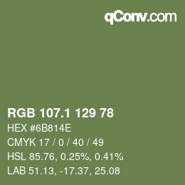 カラーコード: RGB 107.1 129 78 | qconv.com