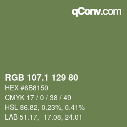 カラーコード: RGB 107.1 129 80 | qconv.com