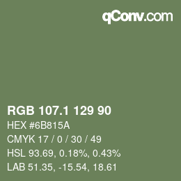Color code: RGB 107.1 129 90 | qconv.com