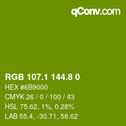 カラーコード: RGB 107.1 144.8 0 | qconv.com