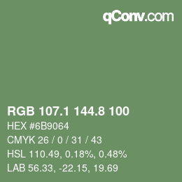 Color code: RGB 107.1 144.8 100 | qconv.com