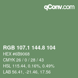 Color code: RGB 107.1 144.8 104 | qconv.com