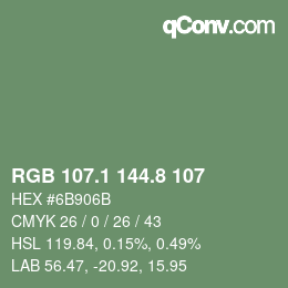 カラーコード: RGB 107.1 144.8 107 | qconv.com