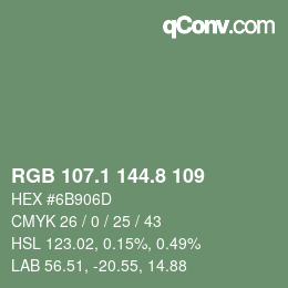 Color code: RGB 107.1 144.8 109 | qconv.com