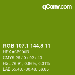カラーコード: RGB 107.1 144.8 11 | qconv.com