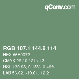 Color code: RGB 107.1 144.8 114 | qconv.com