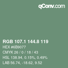 Farbcode: RGB 107.1 144.8 119 | qconv.com