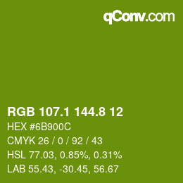 カラーコード: RGB 107.1 144.8 12 | qconv.com