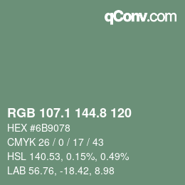 Color code: RGB 107.1 144.8 120 | qconv.com
