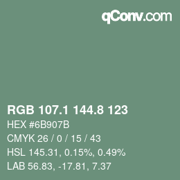 カラーコード: RGB 107.1 144.8 123 | qconv.com