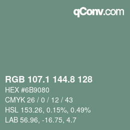 Color code: RGB 107.1 144.8 128 | qconv.com