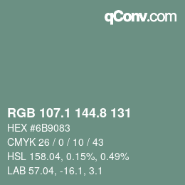 Color code: RGB 107.1 144.8 131 | qconv.com