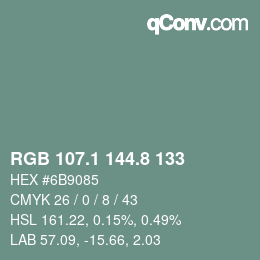 カラーコード: RGB 107.1 144.8 133 | qconv.com