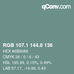 Color code: RGB 107.1 144.8 136 | qconv.com