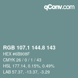 カラーコード: RGB 107.1 144.8 143 | qconv.com
