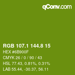 カラーコード: RGB 107.1 144.8 15 | qconv.com