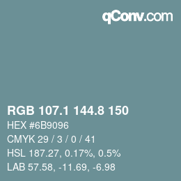 Color code: RGB 107.1 144.8 150 | qconv.com