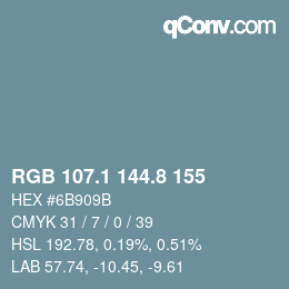 Color code: RGB 107.1 144.8 155 | qconv.com