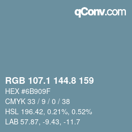 Color code: RGB 107.1 144.8 159 | qconv.com
