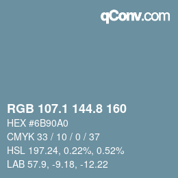 Farbcode: RGB 107.1 144.8 160 | qconv.com