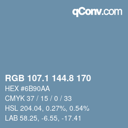 Color code: RGB 107.1 144.8 170 | qconv.com