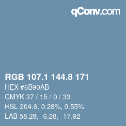 Color code: RGB 107.1 144.8 171 | qconv.com