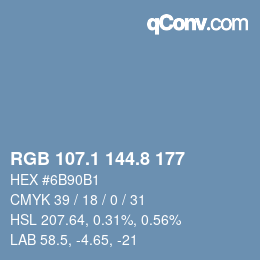 カラーコード: RGB 107.1 144.8 177 | qconv.com