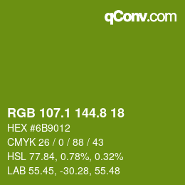 カラーコード: RGB 107.1 144.8 18 | qconv.com