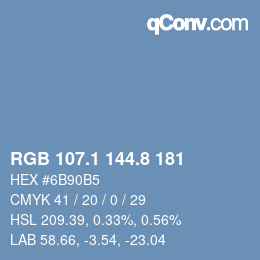 Color code: RGB 107.1 144.8 181 | qconv.com
