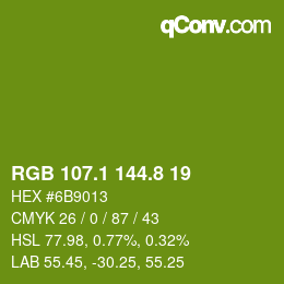 カラーコード: RGB 107.1 144.8 19 | qconv.com