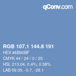 カラーコード: RGB 107.1 144.8 191 | qconv.com