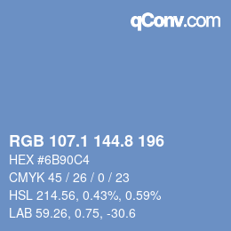 カラーコード: RGB 107.1 144.8 196 | qconv.com
