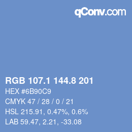 Color code: RGB 107.1 144.8 201 | qconv.com
