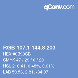 カラーコード: RGB 107.1 144.8 203 | qconv.com