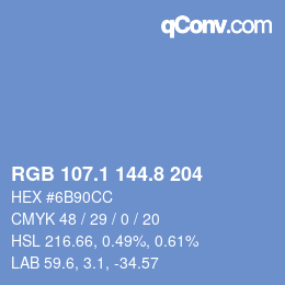 Farbcode: RGB 107.1 144.8 204 | qconv.com