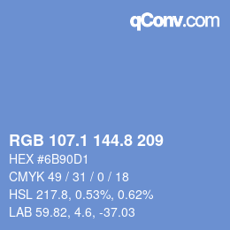 カラーコード: RGB 107.1 144.8 209 | qconv.com