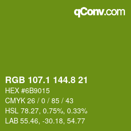 カラーコード: RGB 107.1 144.8 21 | qconv.com